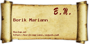 Borik Mariann névjegykártya